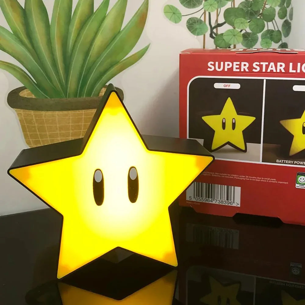 Lámpara Super Mario Bros Super Star Light Pixel Light juego de carga lámpara de escritorio