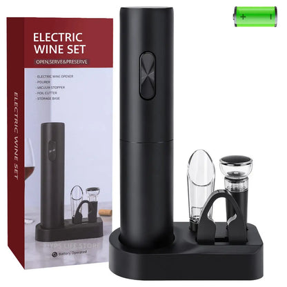 5 en 1 Abridor de Vinos Electrico con Cargador , base de carga, sacacorchos y  cortante.