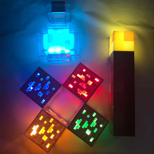 Linterna Minecraft Antorcha Minecraft Lámpara Minecraft para dormitorio luz decorativa 4 colores LED luz nocturna carga USB